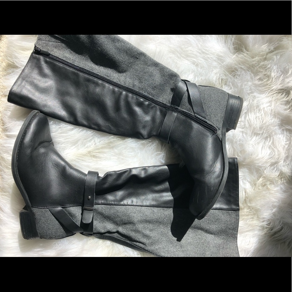 NWOT Wide calf black and grey boots